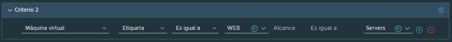 : criterio dinámico para el grupo de servidores web basado en una etiqueta asignada a la máquina virtual.