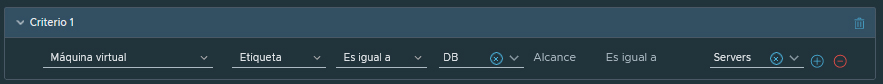 : criterio dinámico para el grupo de servidores de base de datos basado en una etiqueta asignada a la máquina virtual.
