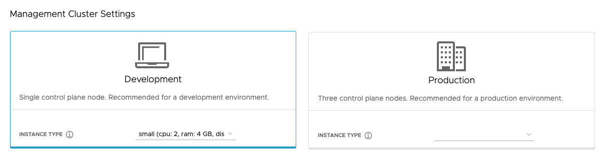 Seleccionar la configuración del nodo de plano de control