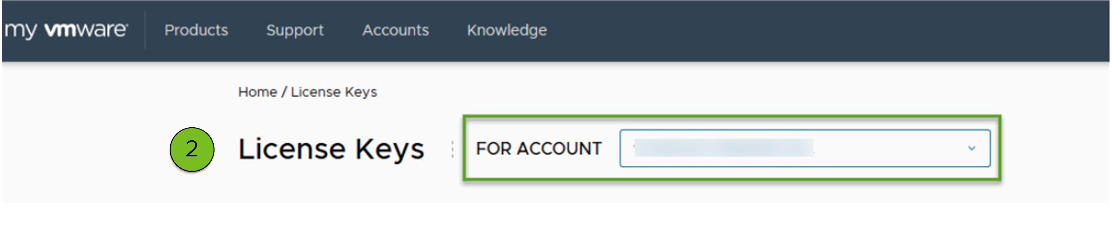 Sitio web: Página Claves de licencia (License Keys) en customerconnect.vmware.com