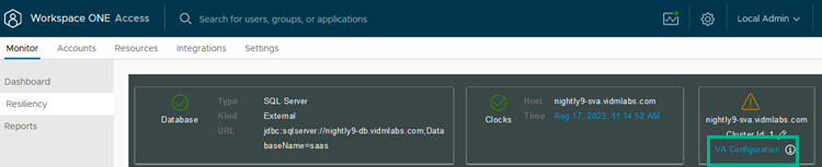 Ajuste de Workspace ONE Access local en la consola para la Configuración del dispositivo virtual