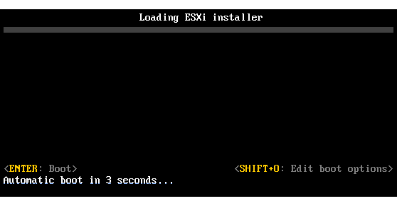 Pantalla del instalador de ESXi