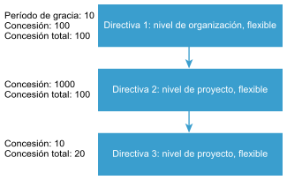 Ejemplo de cómo se clasifican las directivas de concesión.