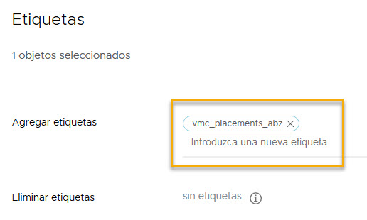 Agregue la etiqueta denominada vmc_placements_abz al recurso informático.