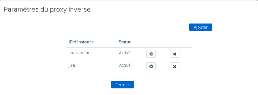 Paramètres de proxy inverse avec l'option de suppression