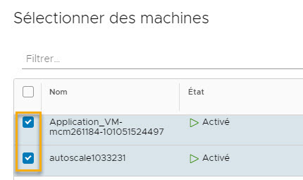 Sélectionnez des machines à inclure dans le plan d'intégration de la charge de travail.