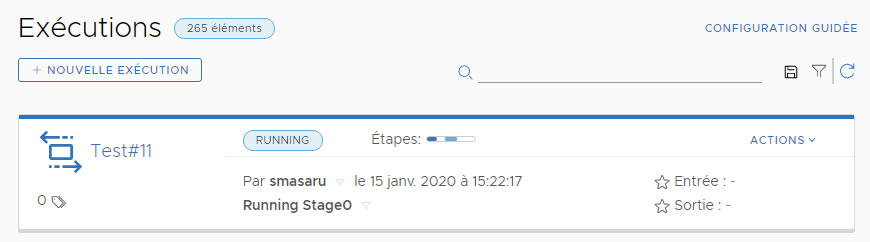 Après le début d'exécution du pipeline, vous pouvez observer l'état du pipeline en cours d'exécution.