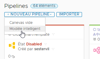 Lorsque vous créez un pipeline, vous pouvez utiliser un modèle de pipeline intelligent.