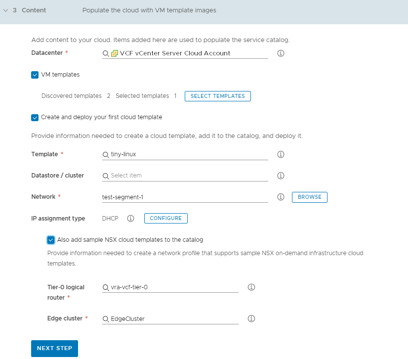 Sélectionnez les détails du modèle de cloud.