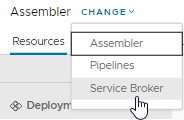 Le menu Modifier fournit la liste des services vers lesquels vous pouvez basculer.