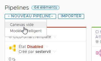 Lorsque vous créez un pipeline, vous pouvez utiliser le canevas vide.