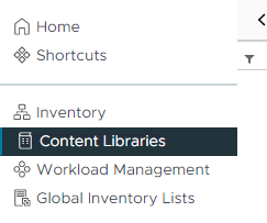 Options du menu de navigation affichant des Bibliothèques de contenu.