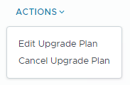 Image montrant Modifier le plan de mise à niveau dans le menu Actions.