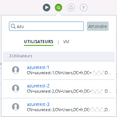 Zone de recherche ouverte à partir de l’icône en forme de loupe