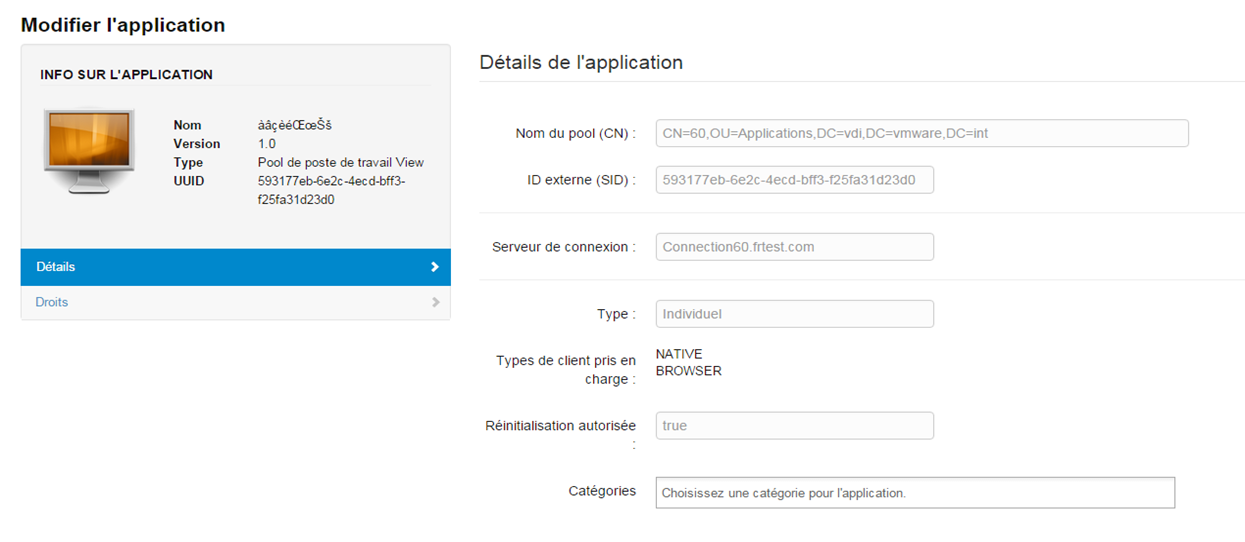 Détails de l'application View