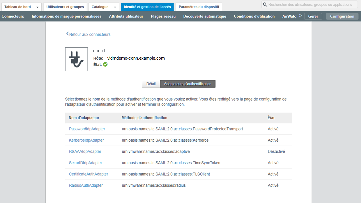 méthodes d'authentification de connecteur sortant