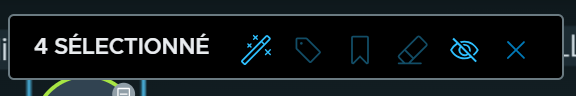 Image du panneau de sélection qui affiche le nombre de groupes sélectionnés et les actions que vous pouvez effectuer sur les entités sélectionnées