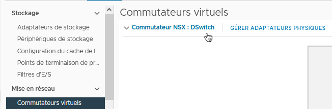 vCenter Server affiche le commutateur VDS utilisé pour préparer un nœud de transport NSX-T en tant que commutateur NSX-T.