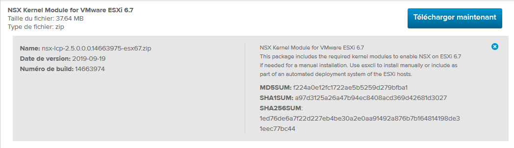 Téléchargez des modules NSX dans le dépôt de logiciels.