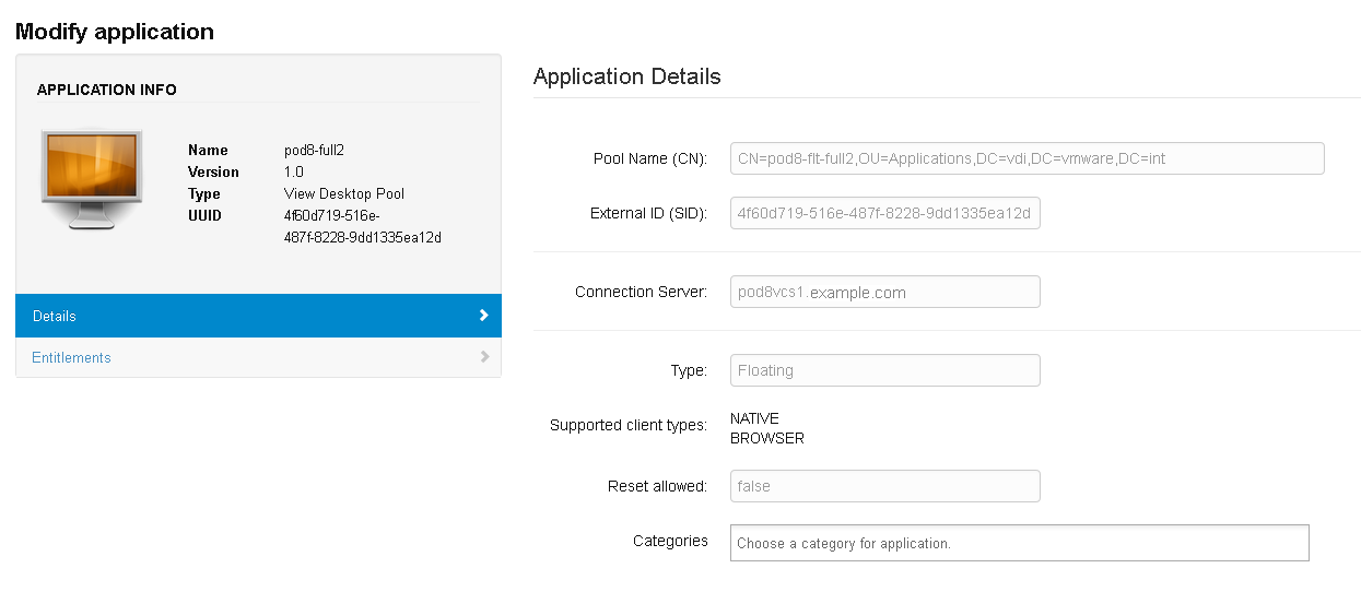 Détails de l'application View