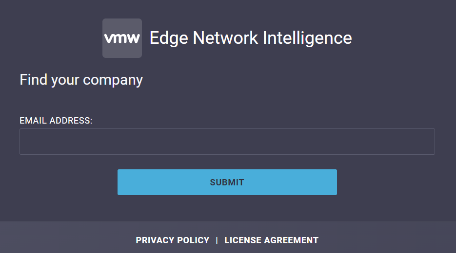Σελίδα σύνδεσης στο VMware Edge Network Intelligence