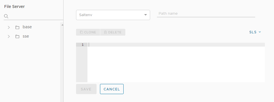 File di stato vuoto nell'area di lavoro File server in SaltStack Config