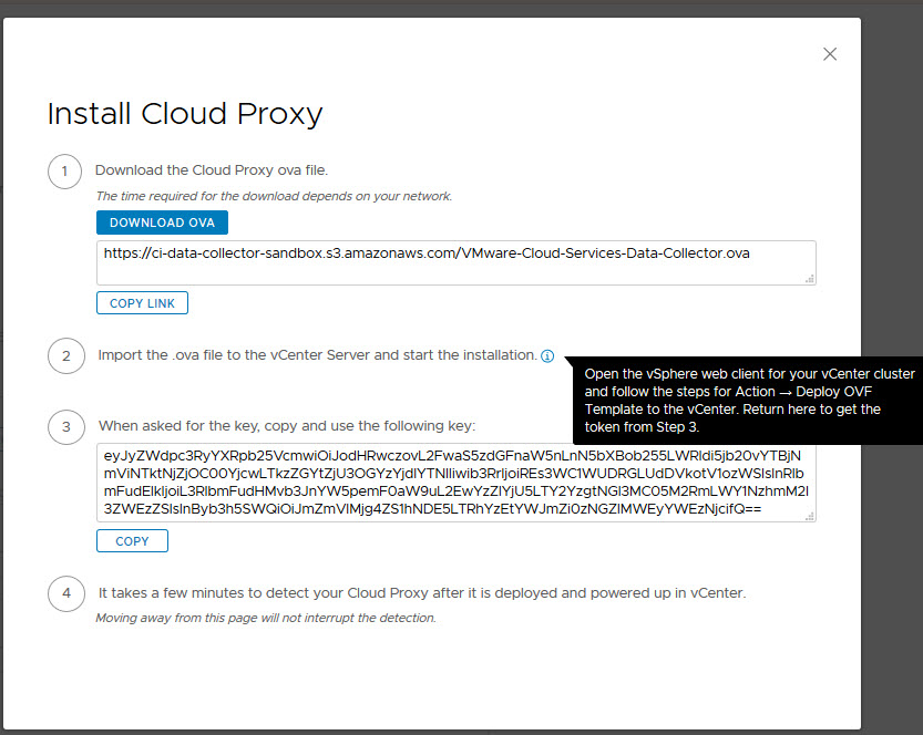Pagina dell'interfaccia utente del proxy cloud di Cloud Assembly.