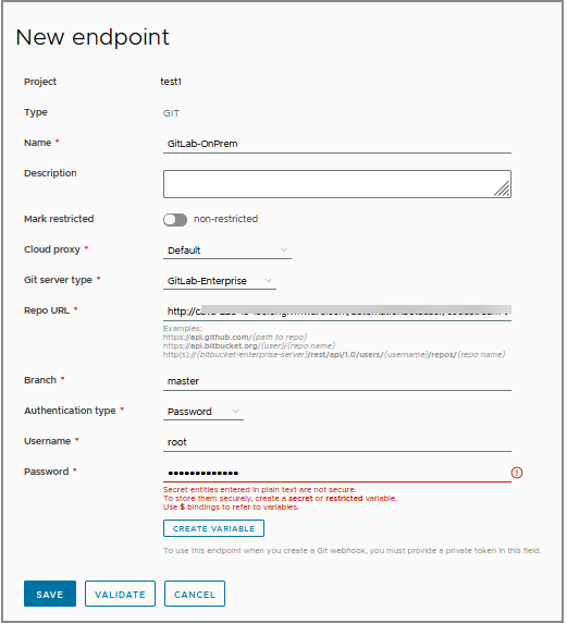 Quando si aggiunge un endpoint, si seleziona il tipo di endpoint e si includono informazioni specifiche sull'endpoint che Automation Pipelines utilizza quando si connette a tale endpoint.