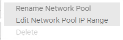 Opzioni del menu che includono Modifica intervallo IP pool di reti.