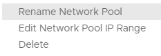 Elenco di opzioni del menu del pool di reti con Elimina.