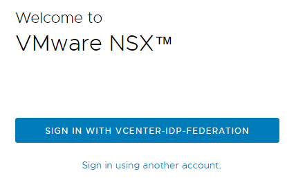 Pulsante Accedi con vCenter-IDP-Federation.