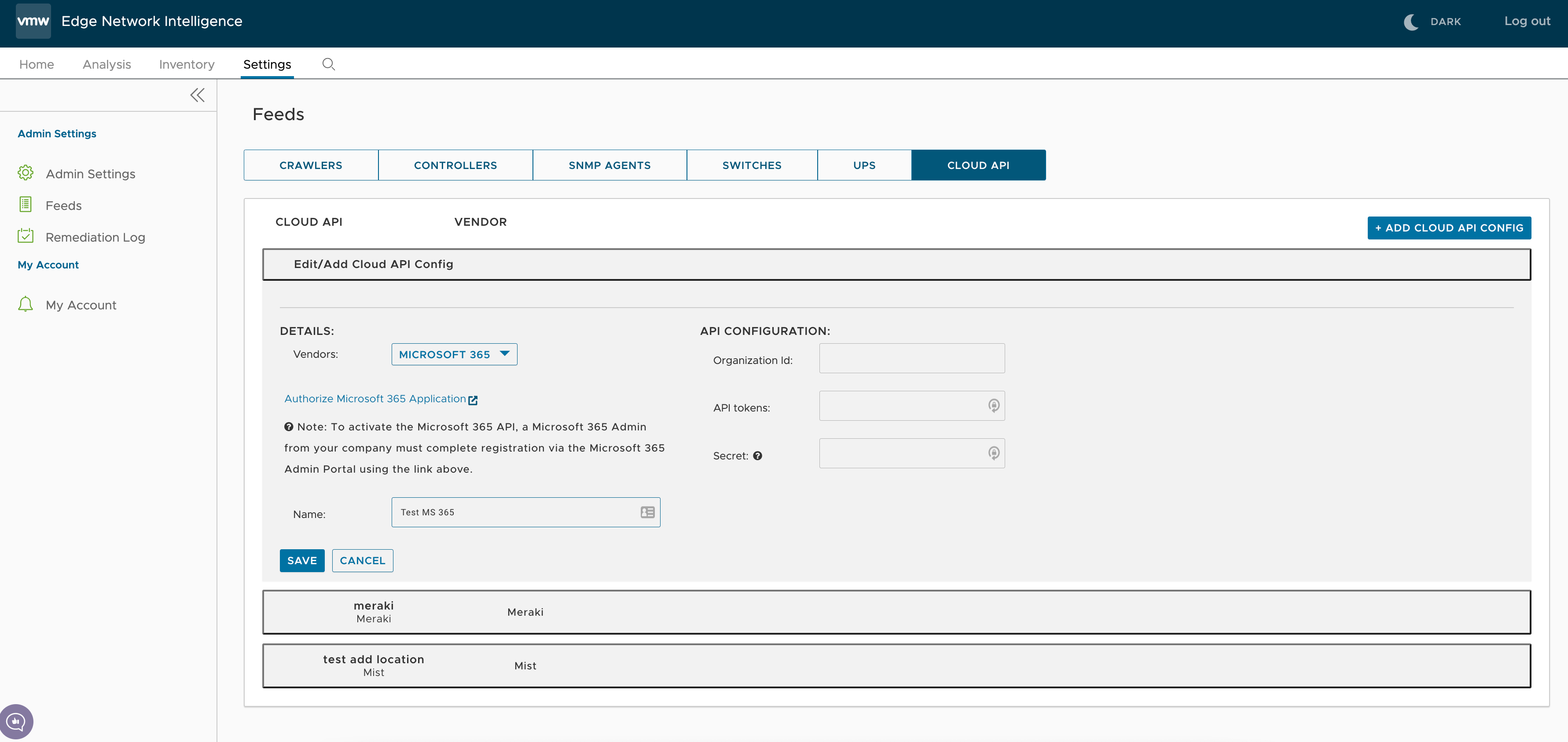 La schermata illustra come aggiungere un nuovo Microsoft 365 API Connector.