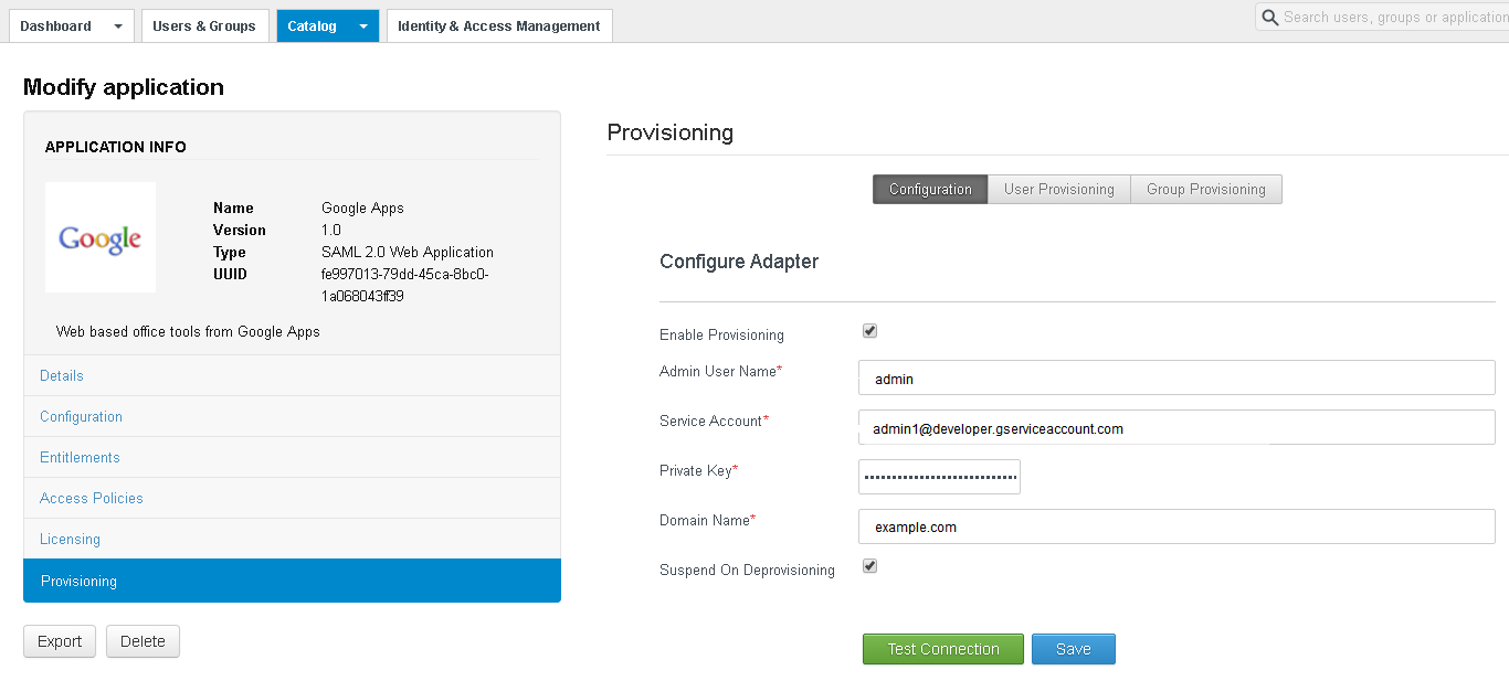 Pagina del provisioning