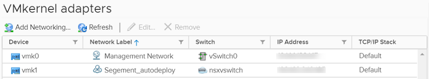 Nella finestra Adattatori VMkernel verificare che le pnic e gli adattatori VMkernel vengano migrati al commutatore N-VDS.