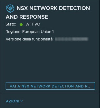 Scheda della funzionalità per NSX Network Detection and Response dopo l'attivazione. Ulteriori informazioni sono disponibili nel testo circostante.