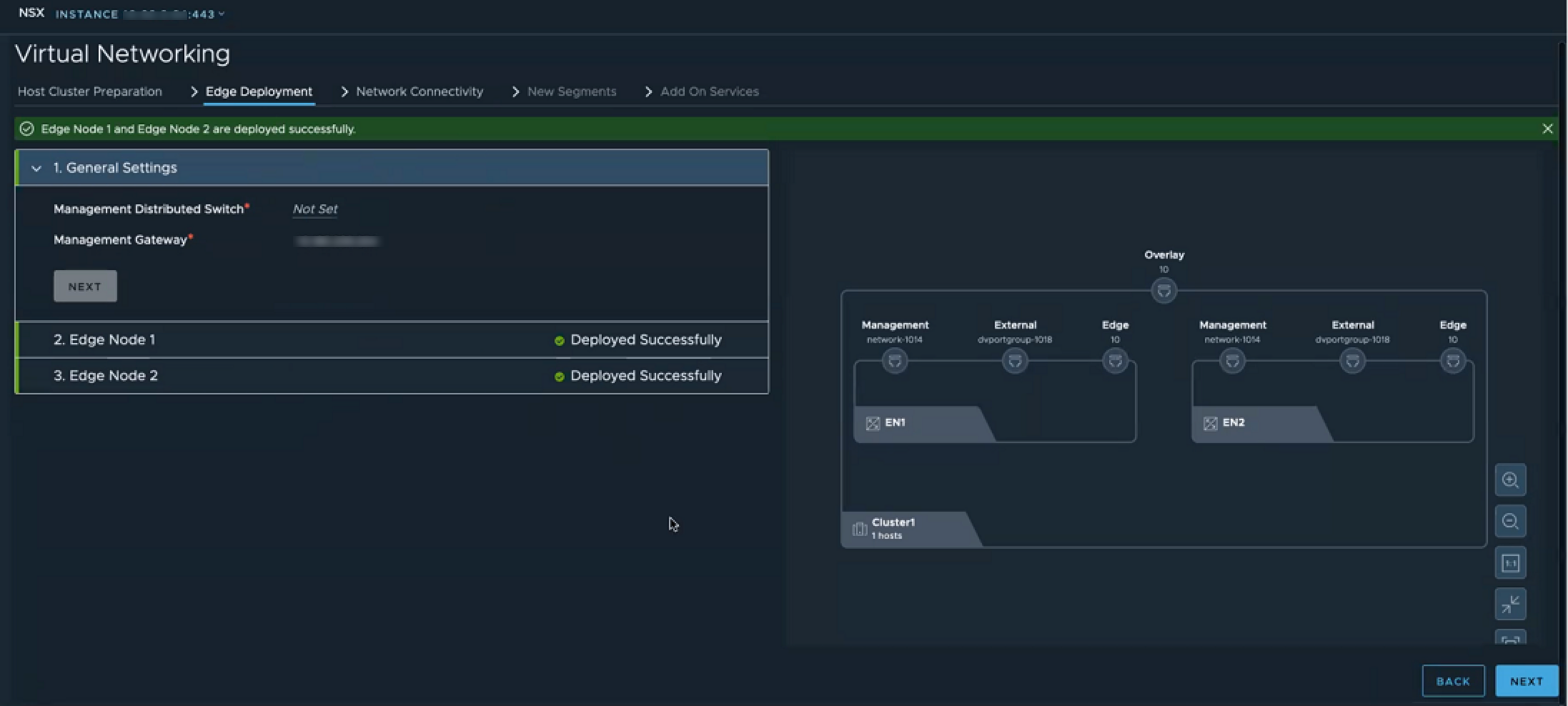 I nodi NSX Edge vengono realizzati al termine della distribuzione.