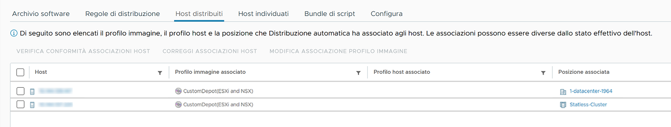 Modificare l'associazione del profilo immagine per un host distribuito e assegnare a tale host un profilo immagine personalizzato.