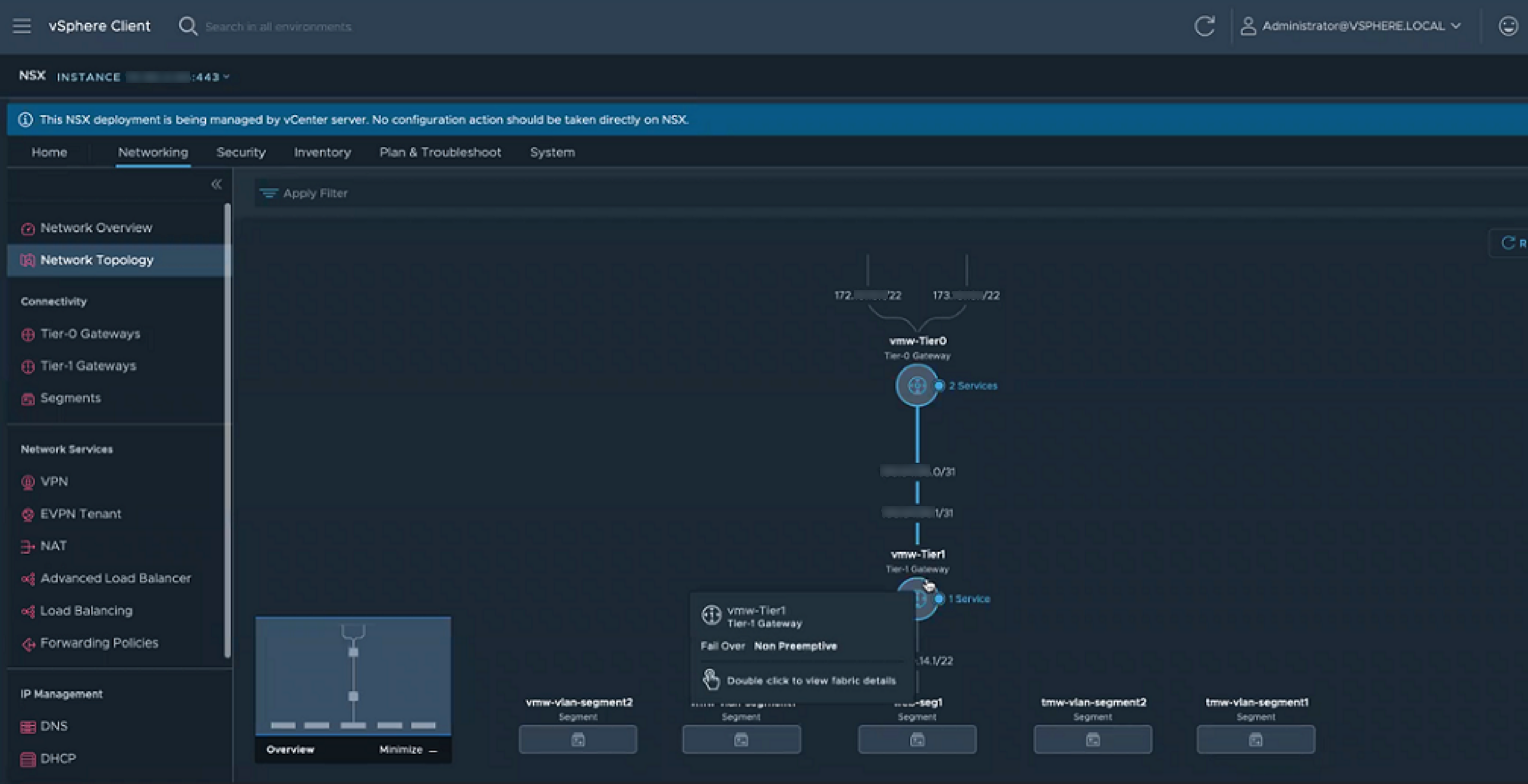 Visualizzare la topologia di NSX.