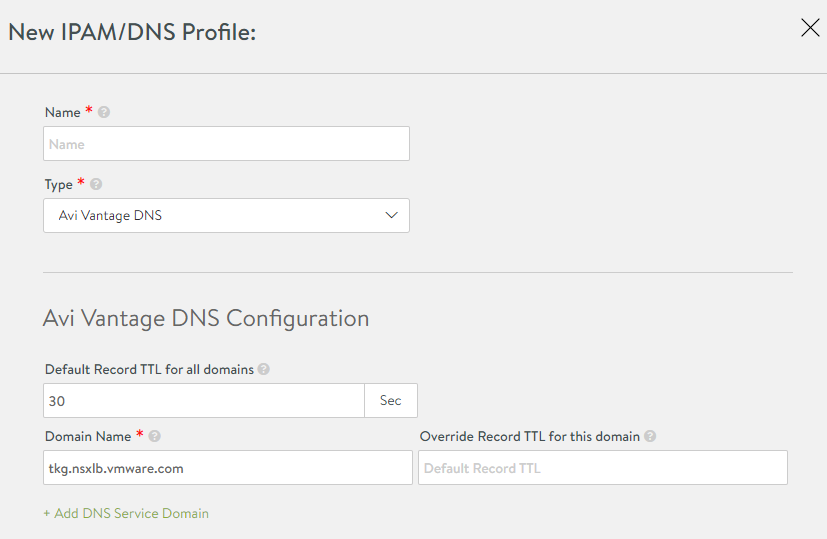 Creazione del profilo DNS