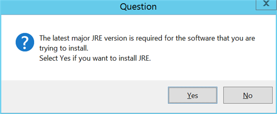 Prompt per l'installazione di JRE