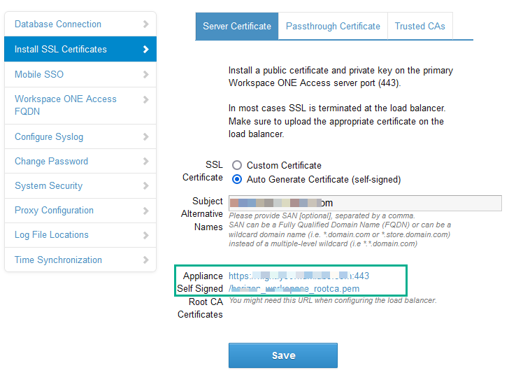 Download del certificato SSL