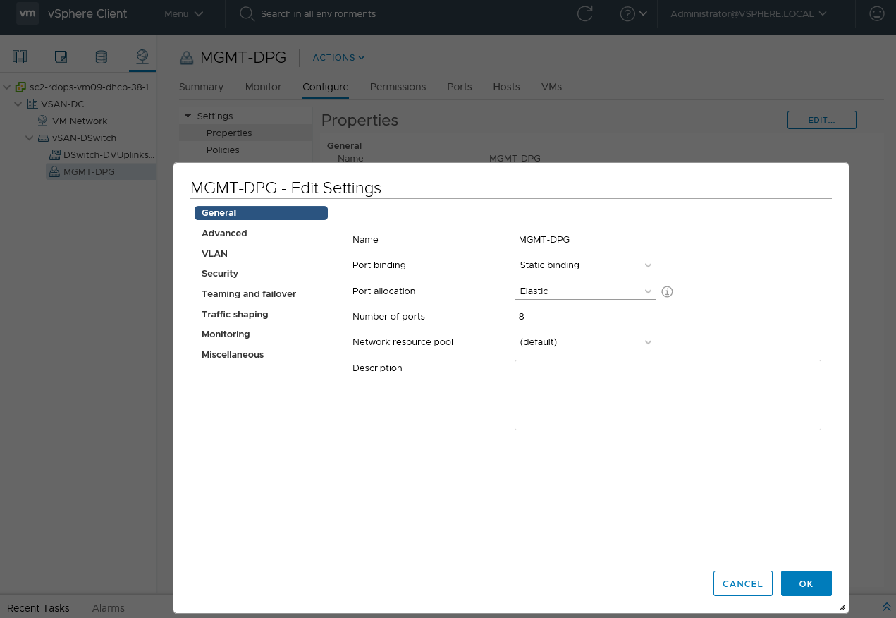 Configurazione di gruppi di porte nel Distributed Switch