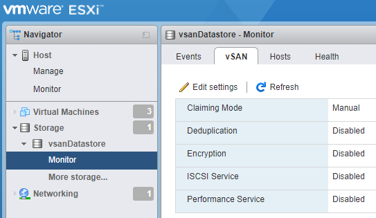 Monitora un datastore vSAN