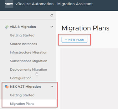 Nella schermata vengono visualizzate le selezioni indicate per la pagina Piani di migrazione