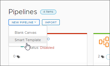 Quando si crea una pipeline, è possibile utilizzare un modello di pipeline smart.