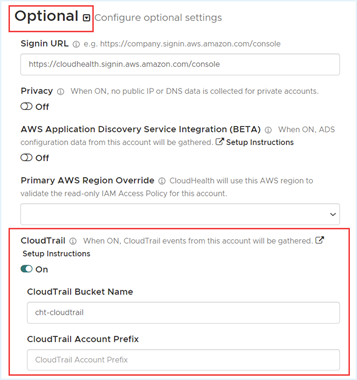 AWS のオプション設定