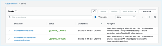 CloudFormation スタックのステータス