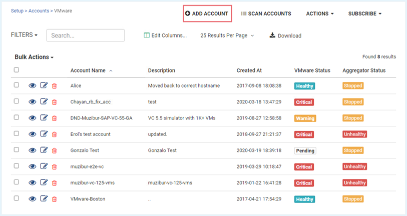 VMware アカウント ページ 1