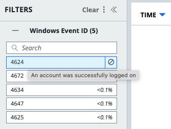 Windows イベント ID を説明するツールチップの例