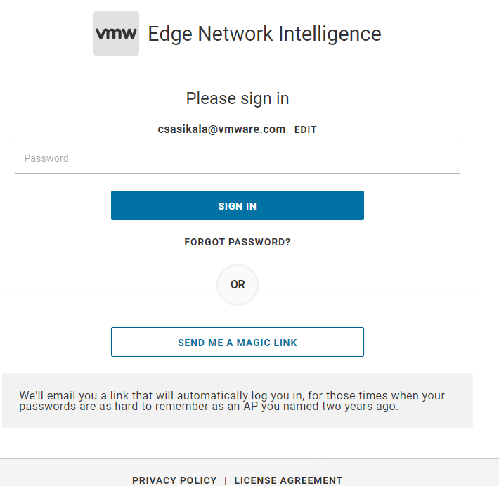 VMware Edge Network Intelligence - マジック リンク